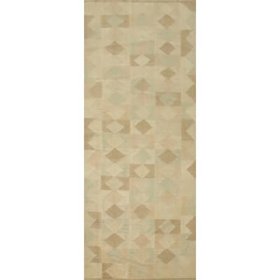 Hand Woven Oriental 100% Wool Carpet Southwestern Modern Multi-Colored Kilim Runner Rug - 8' 8'' X 3' 0''