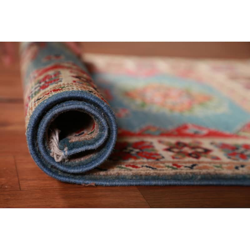 Light Blue Kazak Oriental Foyer Rug Hand-Knotted Wool Carpet - 2'0"x 3'0" - 2'0"x 3'0" - Blue