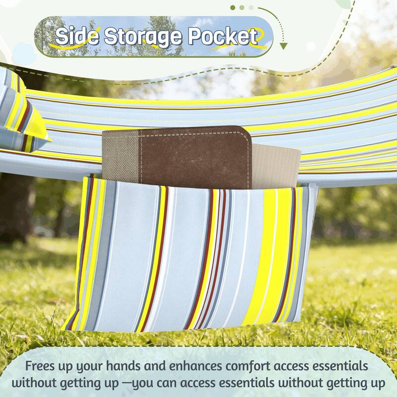 EROMMY Modern Portable Hammock, Hand-Woven Ropes, Anti-Tipping Design for Backyards, Beaches & Campsites