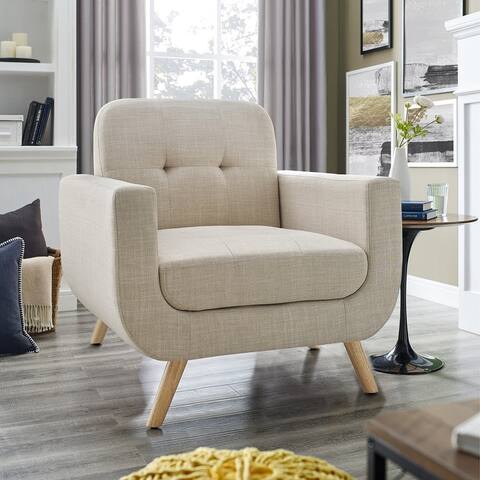 Juliana Tufted Linen Club Arm Chair By Moser Bay