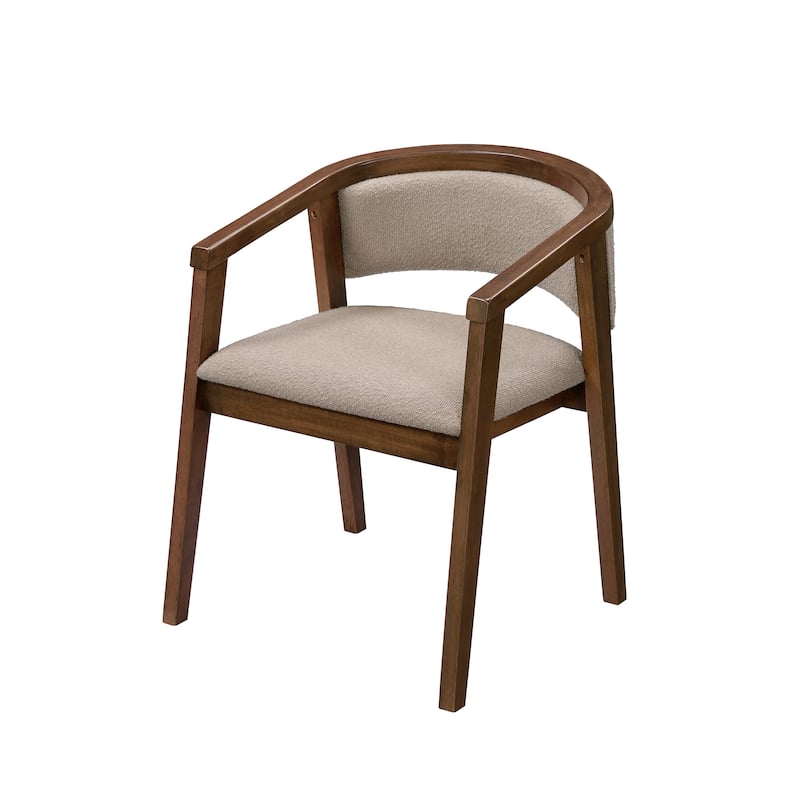 Christopher Knight Home - Noren Mid-Century Boucle Upholstered U-Shaped Dining Chair with Armrest - Set of 2