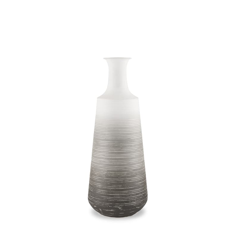 20" Gray And White Ombre Metal Table Vase - 7.87