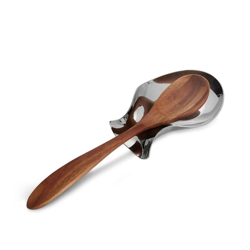 Nambe Curvo Spoon Rest - 7" x 4.8" x 2.1"