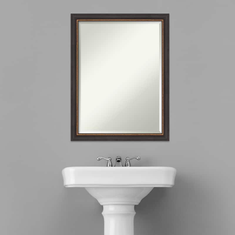 Beveled Wood Bathroom Wall Mirror - Ashton Black Frame - Ashton Black