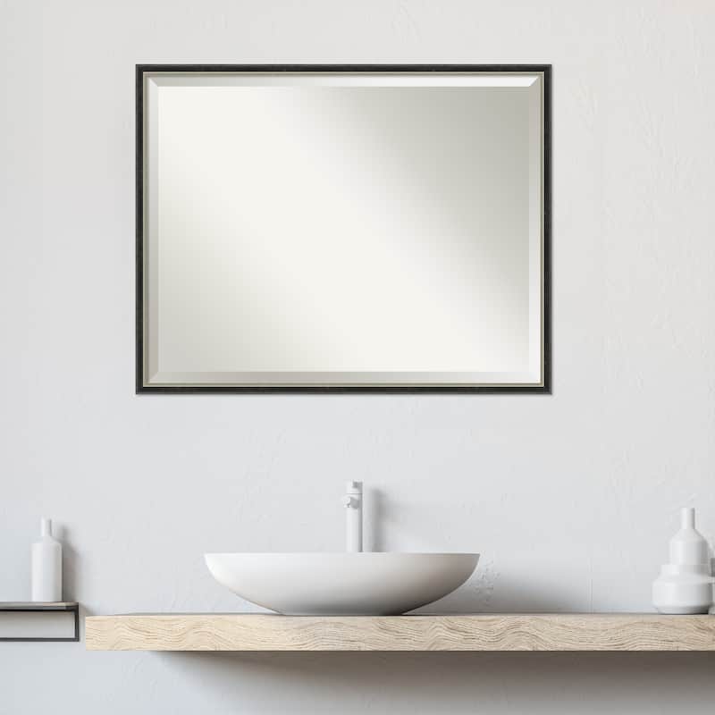 Theo Narrow Beveled Wood Framed Bathroom Vanity Wall Mirror