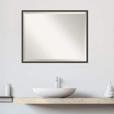 Theo Narrow Beveled Wood Framed Bathroom Vanity Wall Mirror