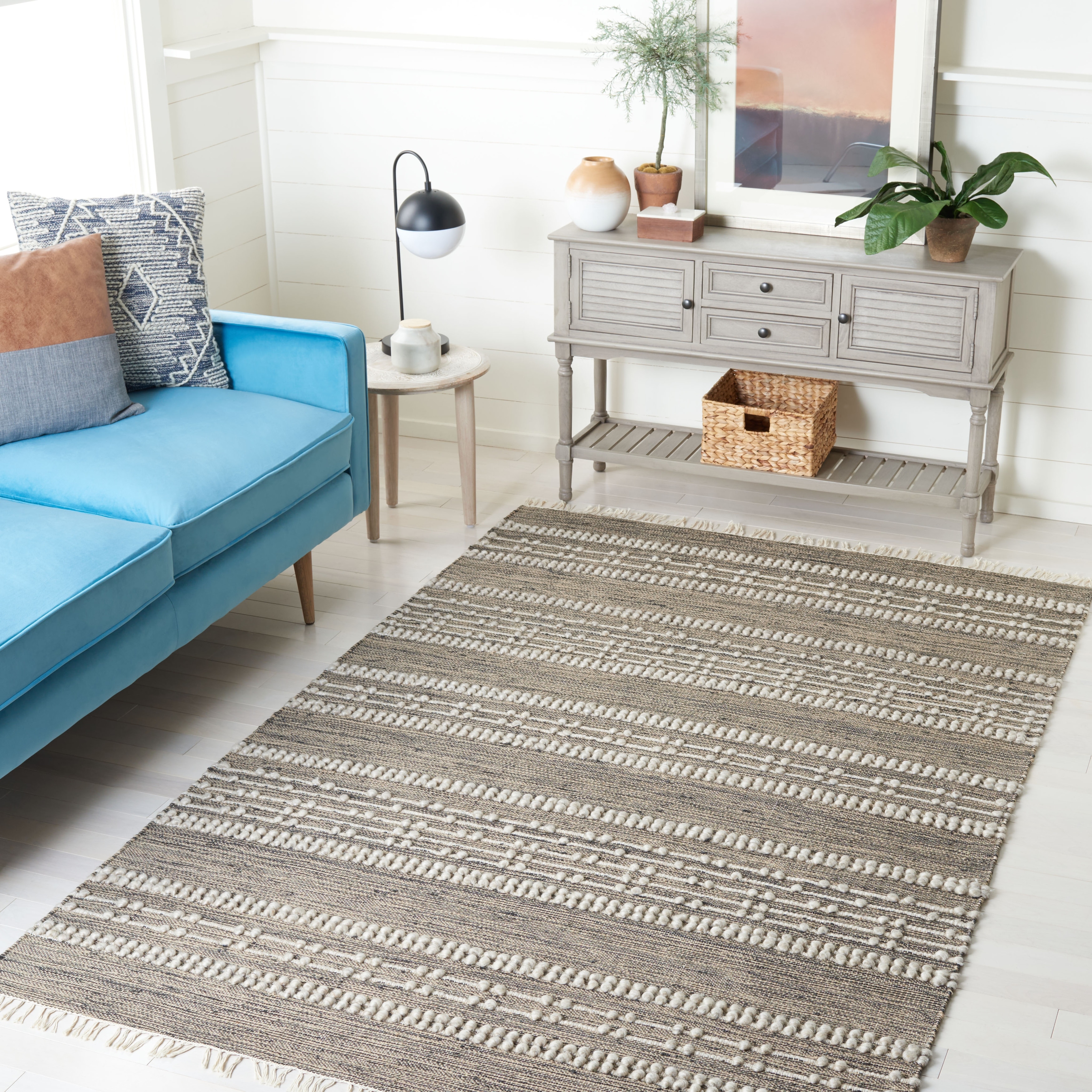 SAFAVIEH Natural Fiber Cressie Jute & Wool Fringe Rug