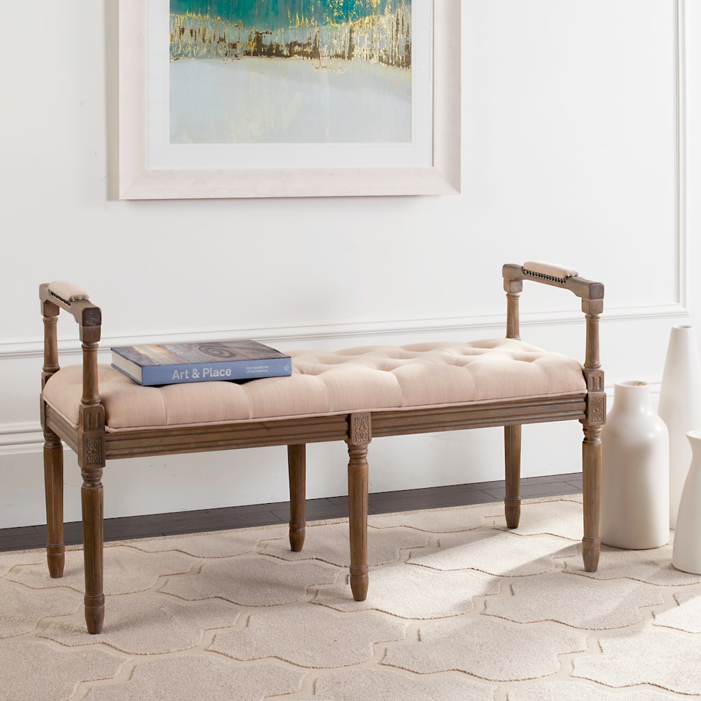 SAFAVIEH Nigjare Tufted Bench - 47.5" x 17.3" x 27" - 47.5" x 17.3" x 27" - 48Wx17Dx27H