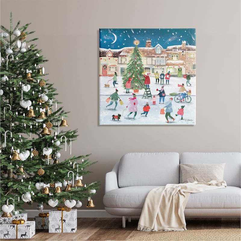 Stupell Christmas Tree Town Scene Canvas Wall Art by Clair Rossiter