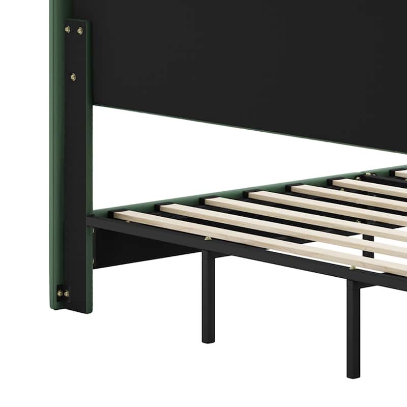 Modern PU Leather Upholstered Platform Bed - No Box Spring Needed