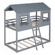 preview thumbnail 19 of 22, Twin Over Twin Bunk Bed Wood Bed w/ Roof, Window, Guardrail & Ladder