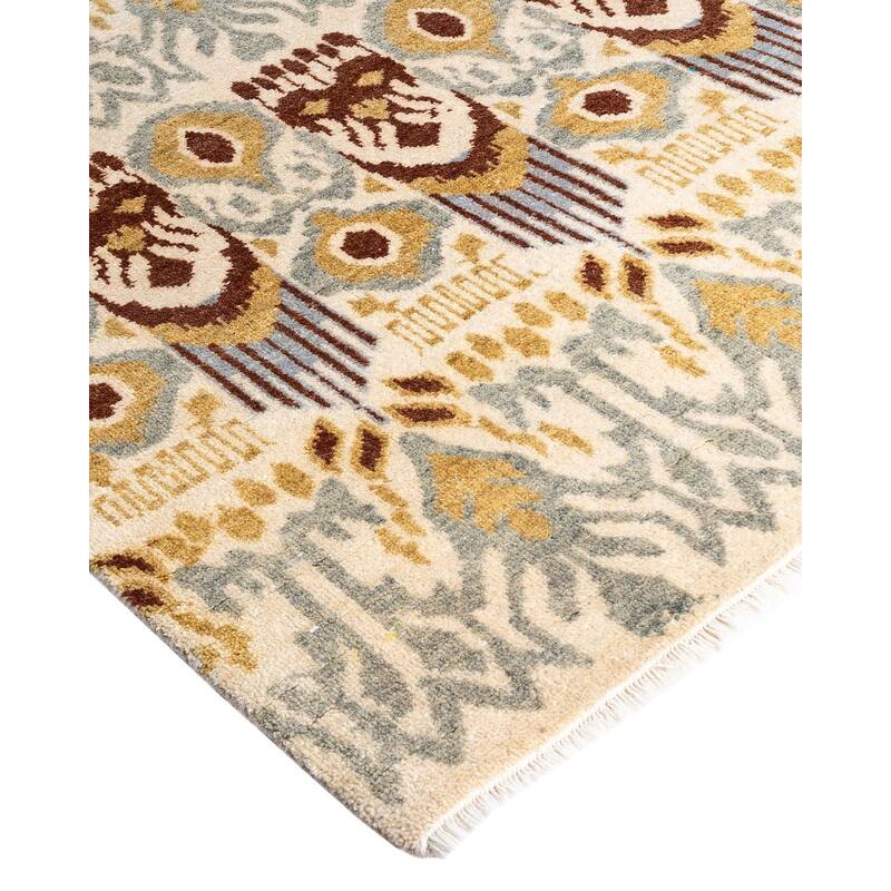 Ikat One-of-a-Kind Hand-Knotted Area Rug - Beige, 8' 0" x 10' 4" - 8' 0" x 10' 4"