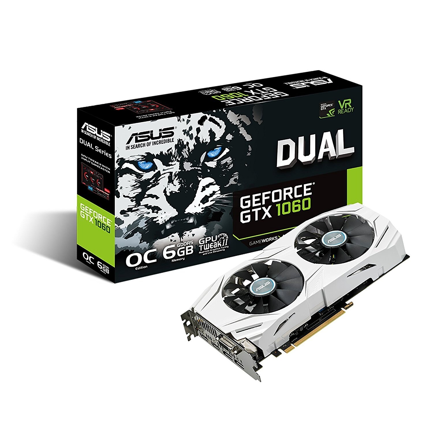 ASUS Dual series of GeForce GTX 1060 6GB GDDR5 Video Graphics Card - White