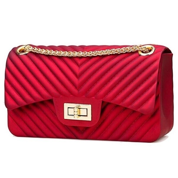 Red Women/'s Fashion Shoulder Bag Cross body Handbag Jelly Chain Bag