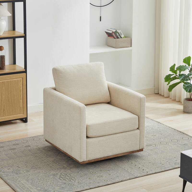 Chenille Swivel Accent Chair (Square Design)