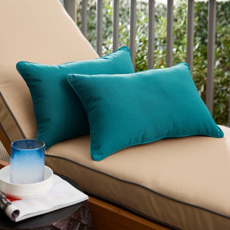 Sunbrella Spectrum Peacock Corded Indoor/ Outdoor Pillows (Set of 2) - 14 in x 24 in
