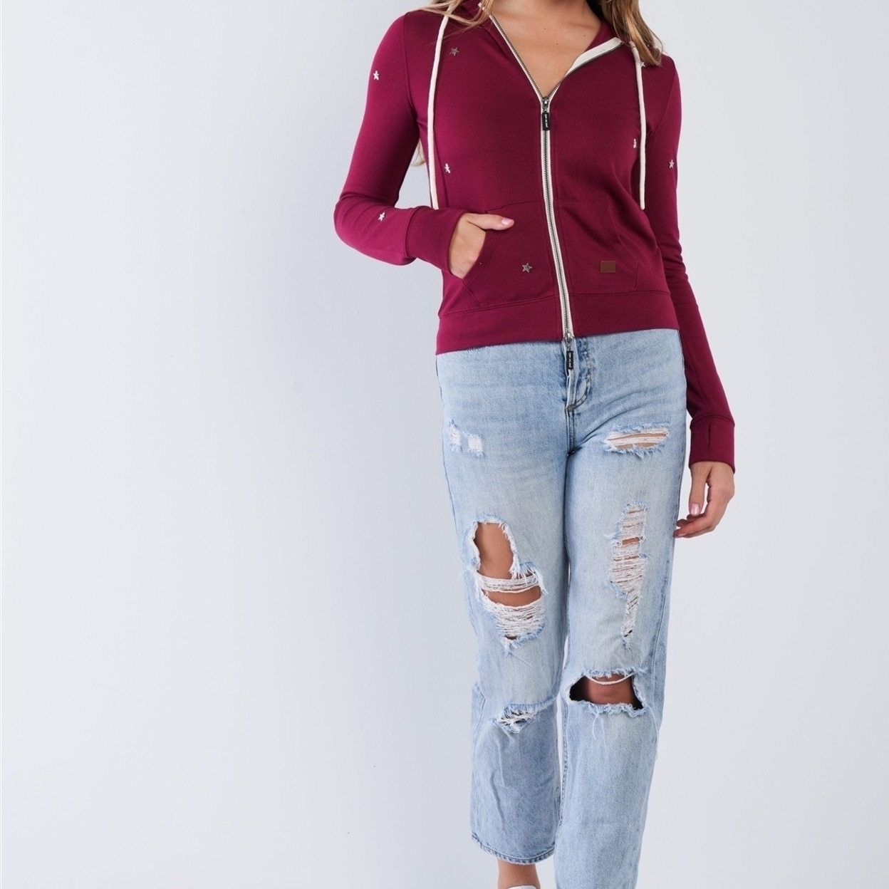 plum zip up hoodie