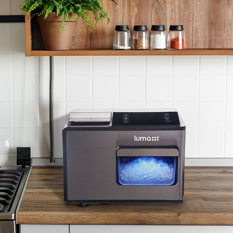 Luma Nugget Countertop Ice Maker, 44 lbs in 24 hours - Black Stainless Steel