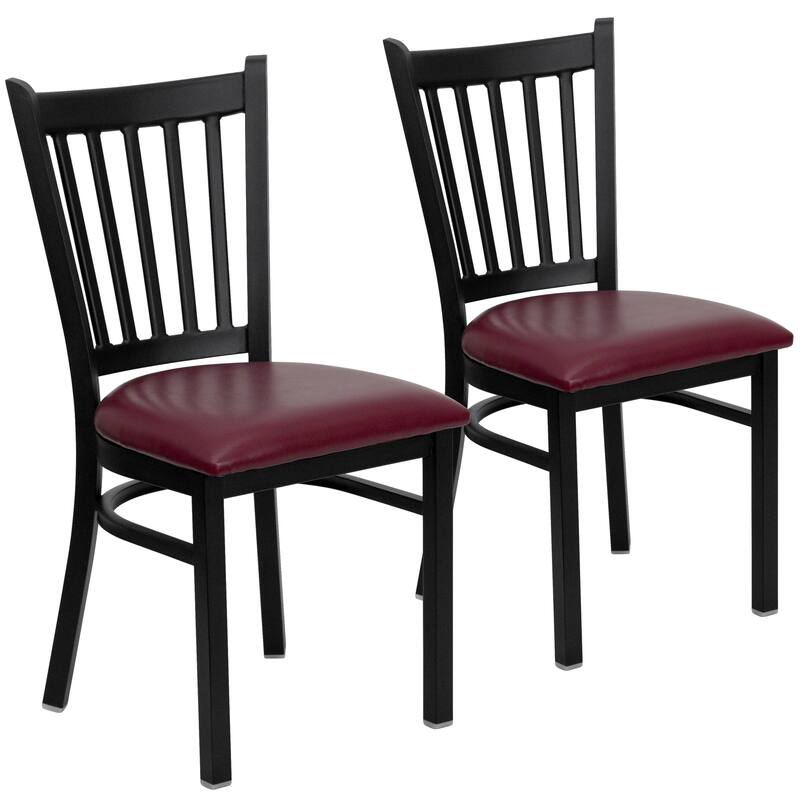 2 Pack Vertical Back Metal Restaurant Chair - 17"W x 20.25"D x 34.25"H