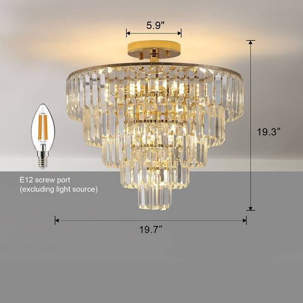 10-Light Gold 5-Tier Round Crystal Chandelier - Bed Bath & Beyond ...