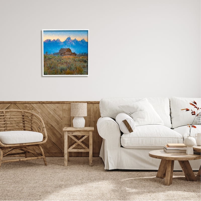Stupell Countryside Farm Pasture Barn Bold Blue Sunset Framed Wall Art