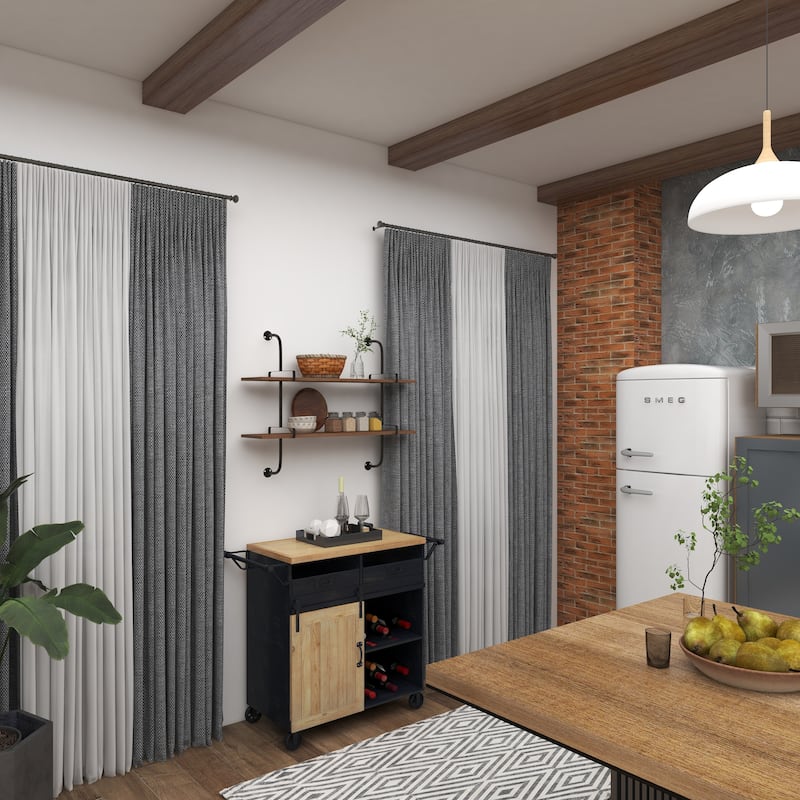 3 Level Wood Wall Shelf with Black Metal Brackets - Brown or Gray