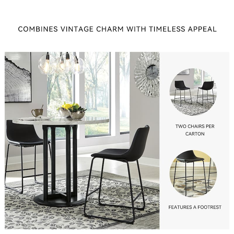 Signature Design by Ashley Centiar Black Bar Stool (Set of 2)