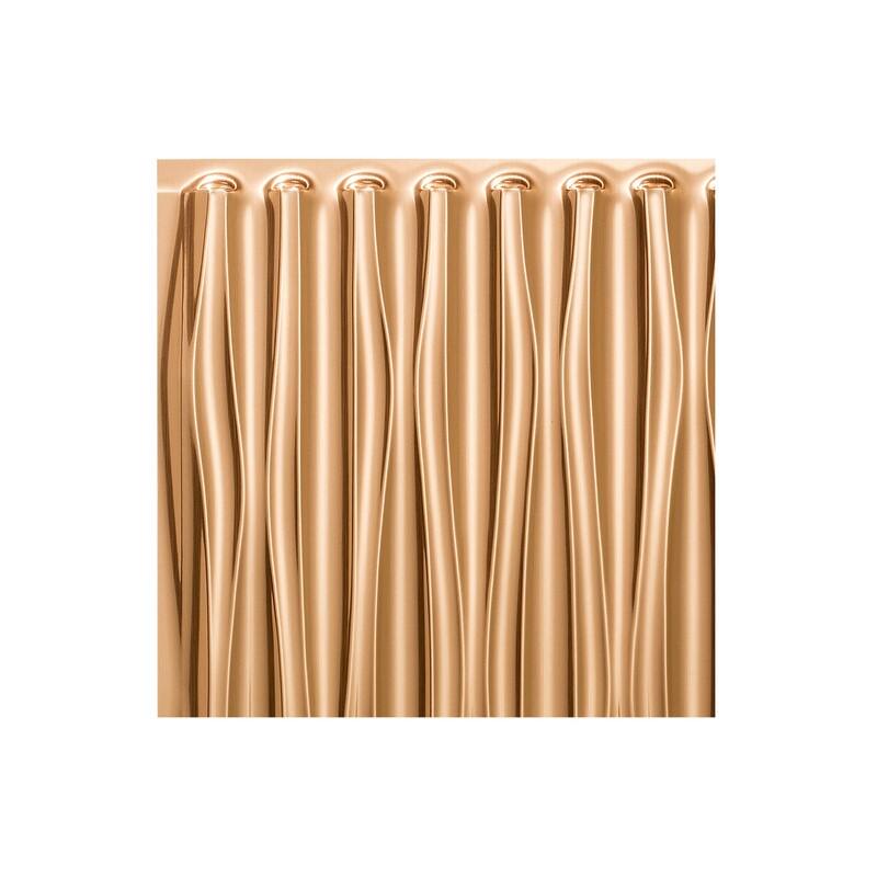 FASÄDE Dunes Vertical Decorative Vinyl 2ft x 2ft Glue Up Ceiling Panel in Polished Copper (5 Pack) - 12x12 Inch Sample - Polished Copper