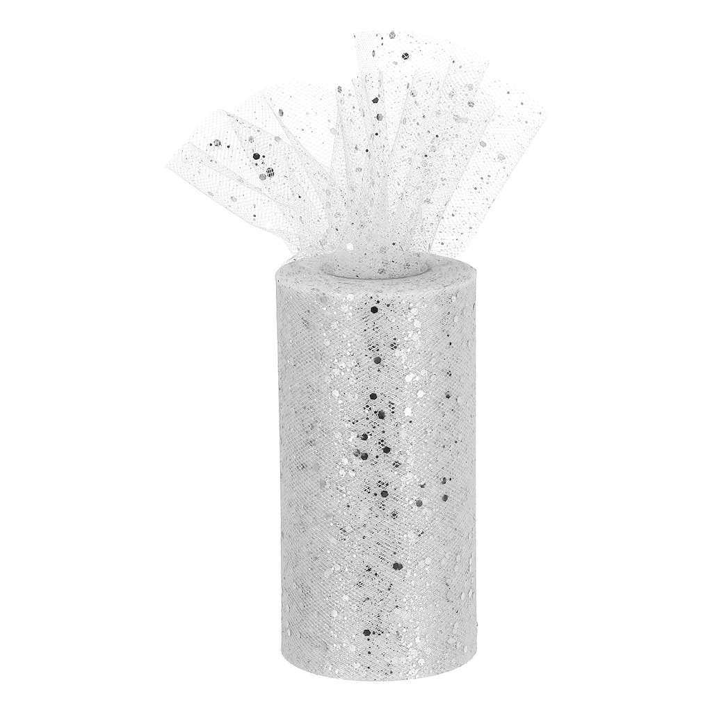 6" Sequin Tulle Ribbon Rolls Glitter Sparkly Netting Fabric for Gift