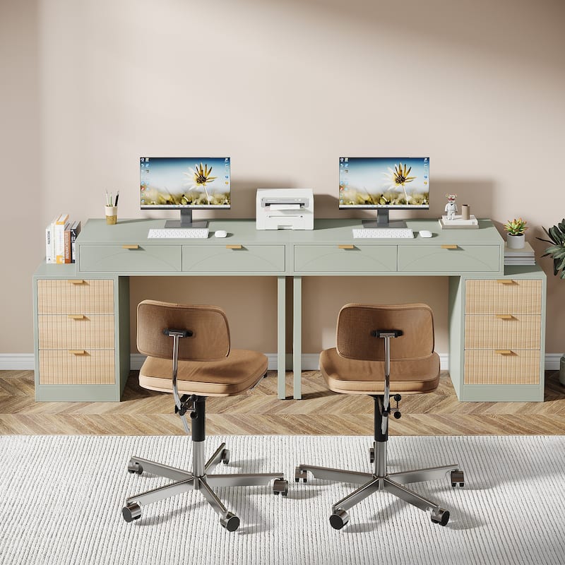 Reversible Computer Desk with 5 Drawers for Home Office