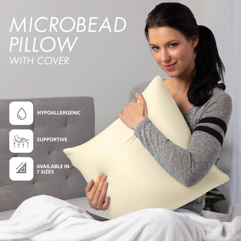 Throw Pillow Cozy Soft Microbead Off White Creme: 1 Pc