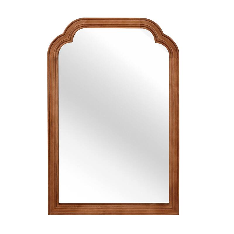 Rounded Corner Solid Wood Frame Decorative Mirror Modern Farmhouse Wall Mirror For Bedroom Bathroom Living Room Entryway