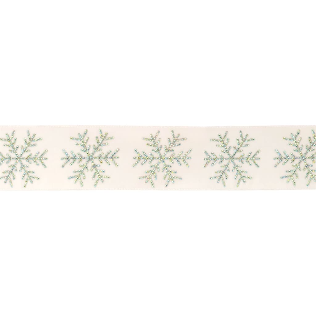 Jeweled Snowflake Wired Ribbon 4" x 5 Yds. - N/A