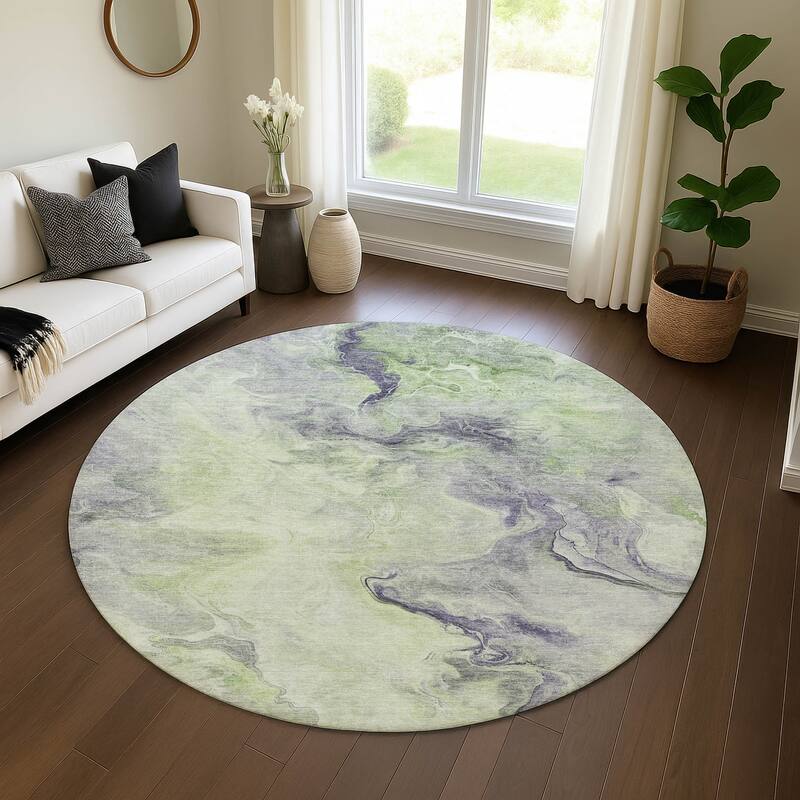 Premium Washable Super Soft Modern Mayfield Rug - Aloe - 8' x 8'