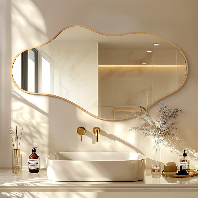 Irregular Wall Mirror Decorative Asymmetrical Wall Mirror - 43x24 - Gold