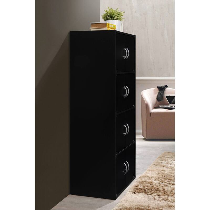 54" Black Multi-Purpose Bookcase Cabinet with Doors