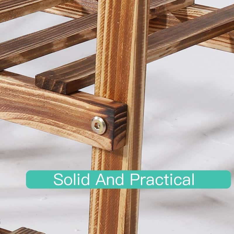 Corner Accent Plant Stand Shelf 6 Tier Wooden Flower Rack for Indoor Outdoor
