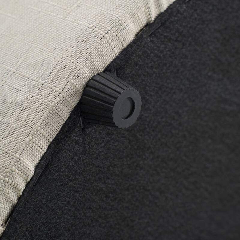 22.75" Linen Upholstered Round Nesting Storage Ottoman