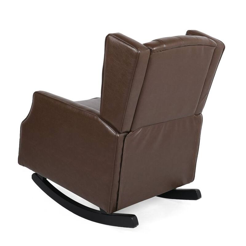 Brown Modern Rocking Chair with PU Upholstery by Christopher Knight Home