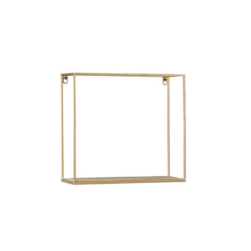 Metal Frame Wall Shelf with Keyhole Hanger, Set of 3, Gold