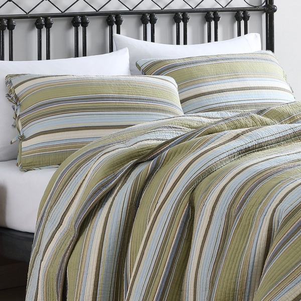 green striped quilt