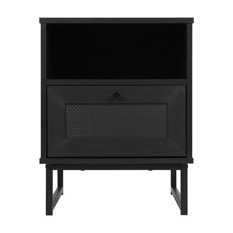 Mid-Century Modern Side Table with Storage Drawer and Shelf - 17"W x 19"D x 22"H