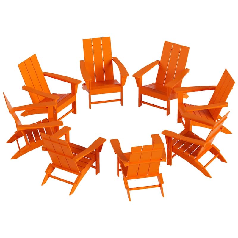 Shoreside Modern Poly Folding Eco-Friendly All Weather Adirondack Chair (Set of 8)