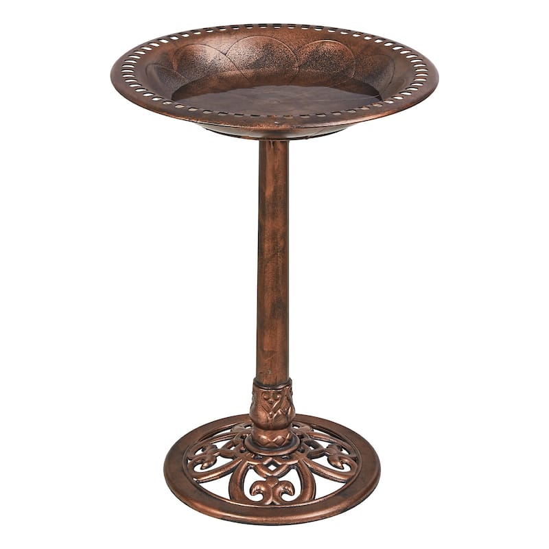 Javlergo 28" Pedestal Outdoor Bird Bath for Outside Vintage Bronze Polyresin Lightweight Antique