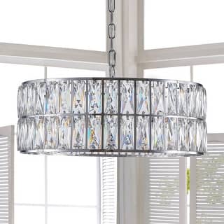 Crystal Chandeliers, 5-Tier Round Flush Mount Chandelier Light Fixture, Contemporary Ceiling Lighting
