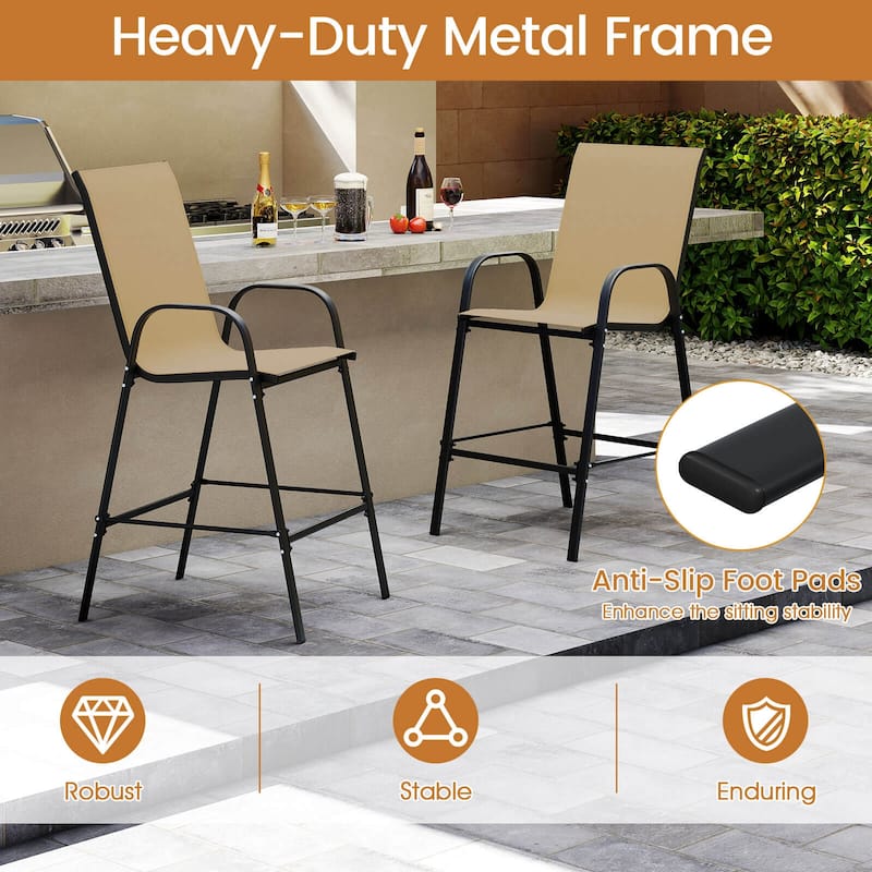 Costway 2 PCS Outdoor Bar Stools 29" Fabric Bar Height Stools with - See Details