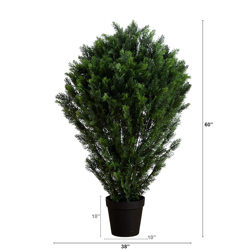 Artificial Cedar Bush Outdoor Potted Plant - 5' - Green