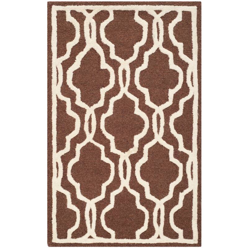 SAFAVIEH Handmade Cambridge Philine Geometric Wool Rug - 2'6" x 4' - Dark Brown/Ivory