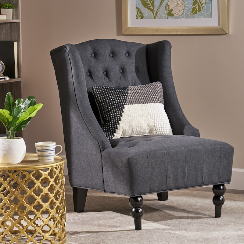 27.5" High Back Button Tufted Club Chair