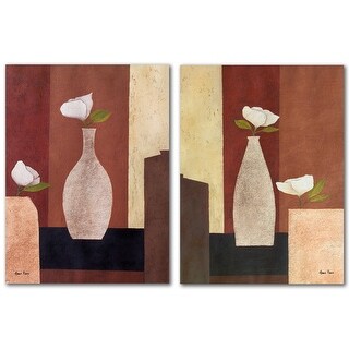Stylish Flowers by Hans Paus 2 Piece Wrapped Canvas Wall Art Set - Bed ...